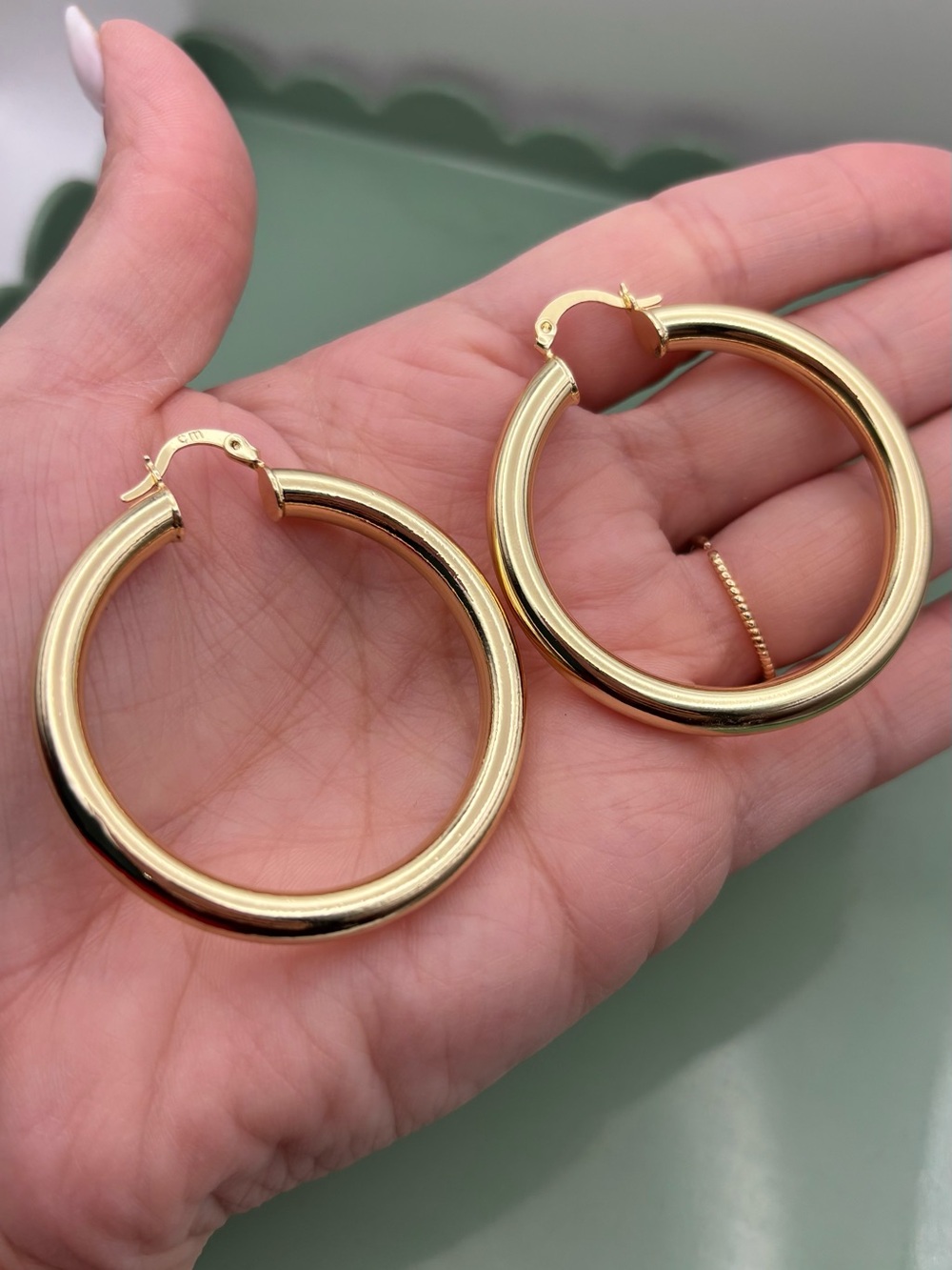 Classic Gold Hoop Earrings - Polished Hoop Earrings for Women gold plated 4mm